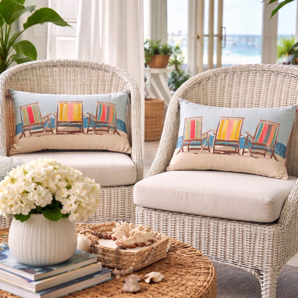 Pair of Vibrant Deck Chair Accent Pillows